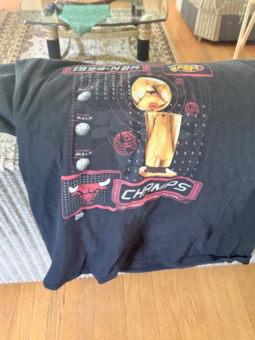 Vintage 1998 Chicago Bulls Basketball NBA Finals Black X-Large T-Shirt